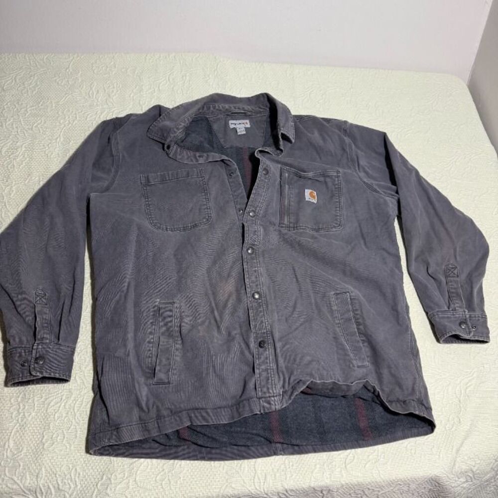 Carhartt Rugged Flex Canvas Fleece Lined Work Shirt Jacket Size 2XL